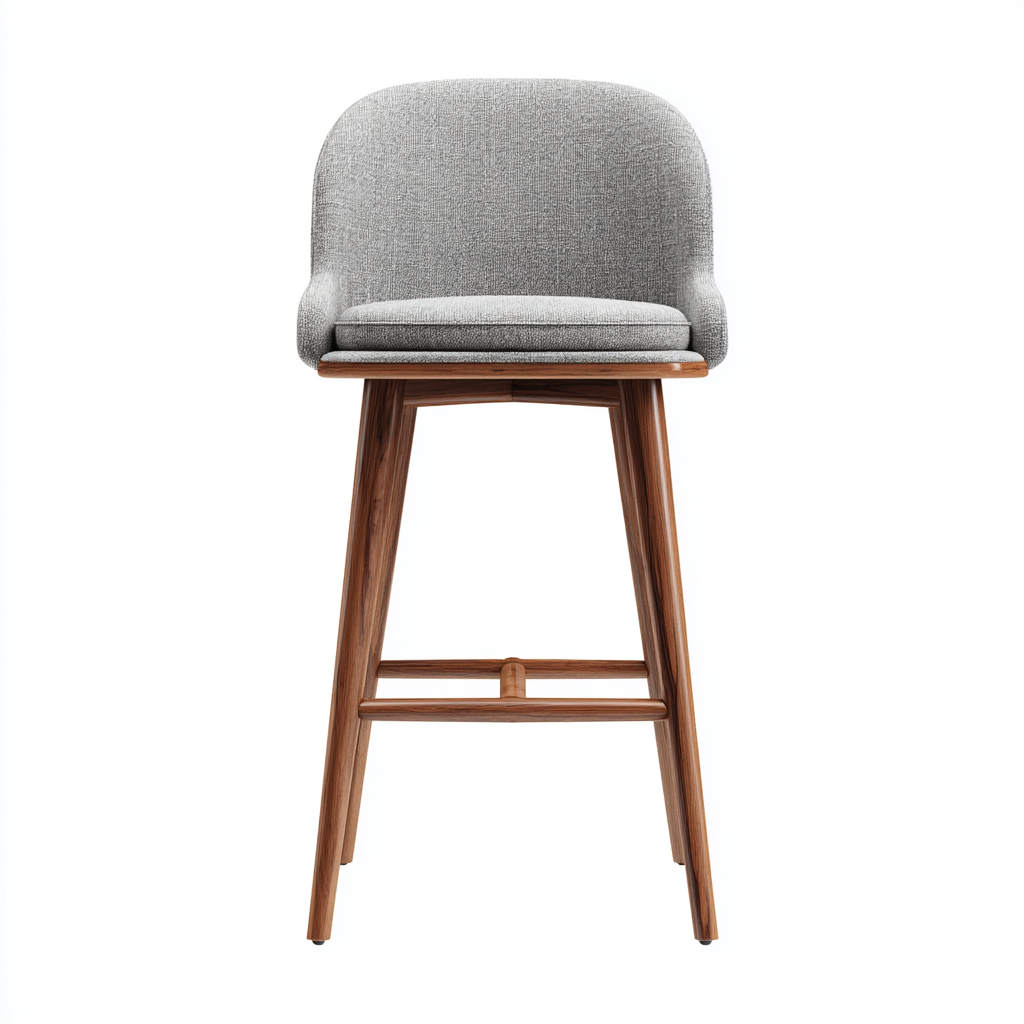 Taburete de bar madera y tela 44x44x92 cm gris para comedor diseño moderno-Zamiiacorner