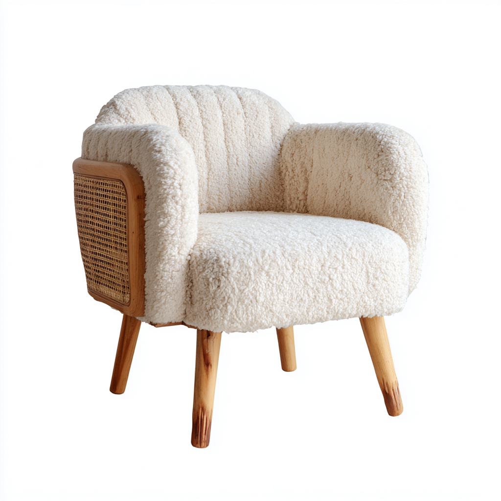 Sillón individual madera 83x77x90 cm - crema - diseño moderno para salon-Zamiiacorner