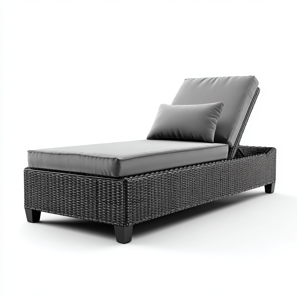 Tumbona de jardín ratán sintético - metal 198x74x37 cm gris uso exterior - diseño moderno-Zamiiacorner