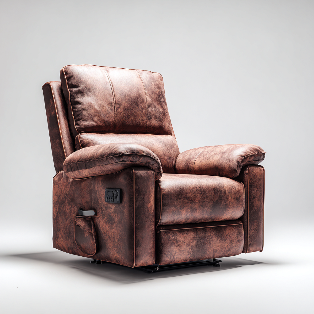 Sillón reclinable de piel sintética 98x92x104 cm - marrón envejecido - diseño ergonómico apto para salón-Zamiiacorner