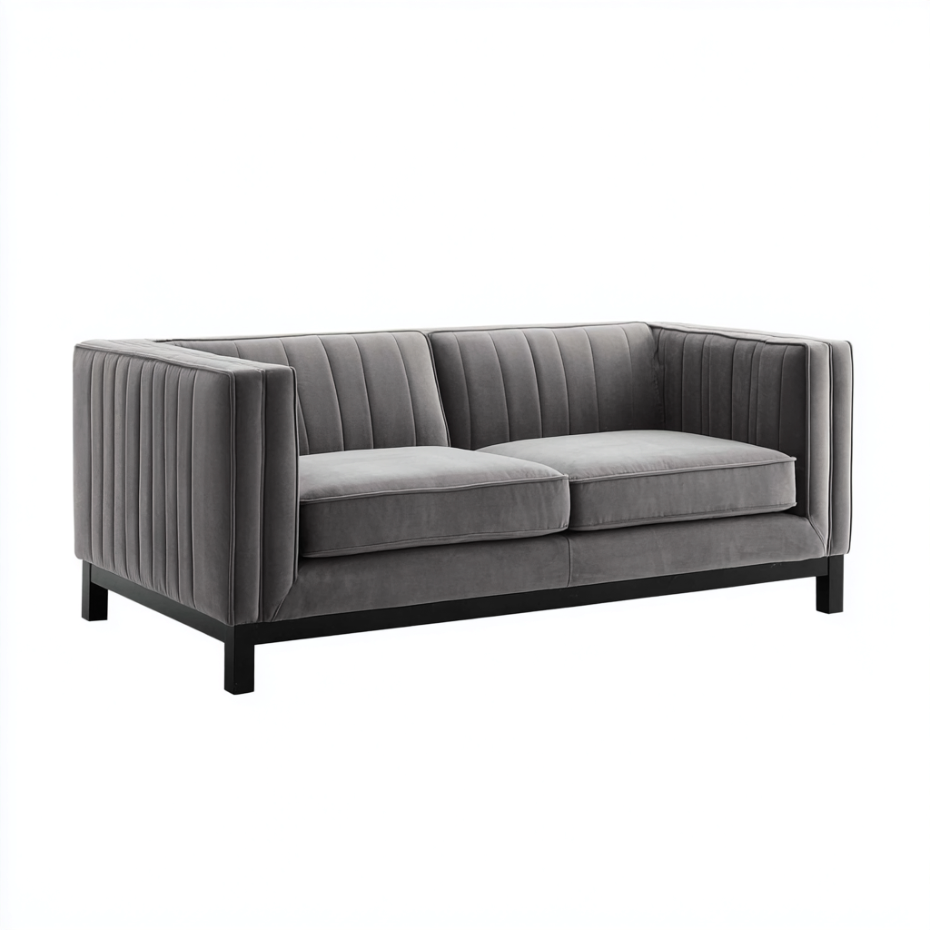 Sofá lineal de terciopelo 185x102x88 cm - gris - diseño moderno apto para salón-Zamiiacorner