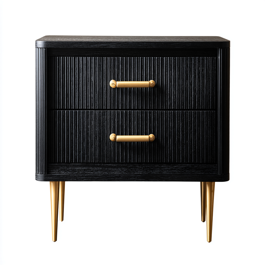 Mesita de noche de madera 50x40x55 cm - negro - apta para dormitorio - diseño moderno-Zamiiacorner