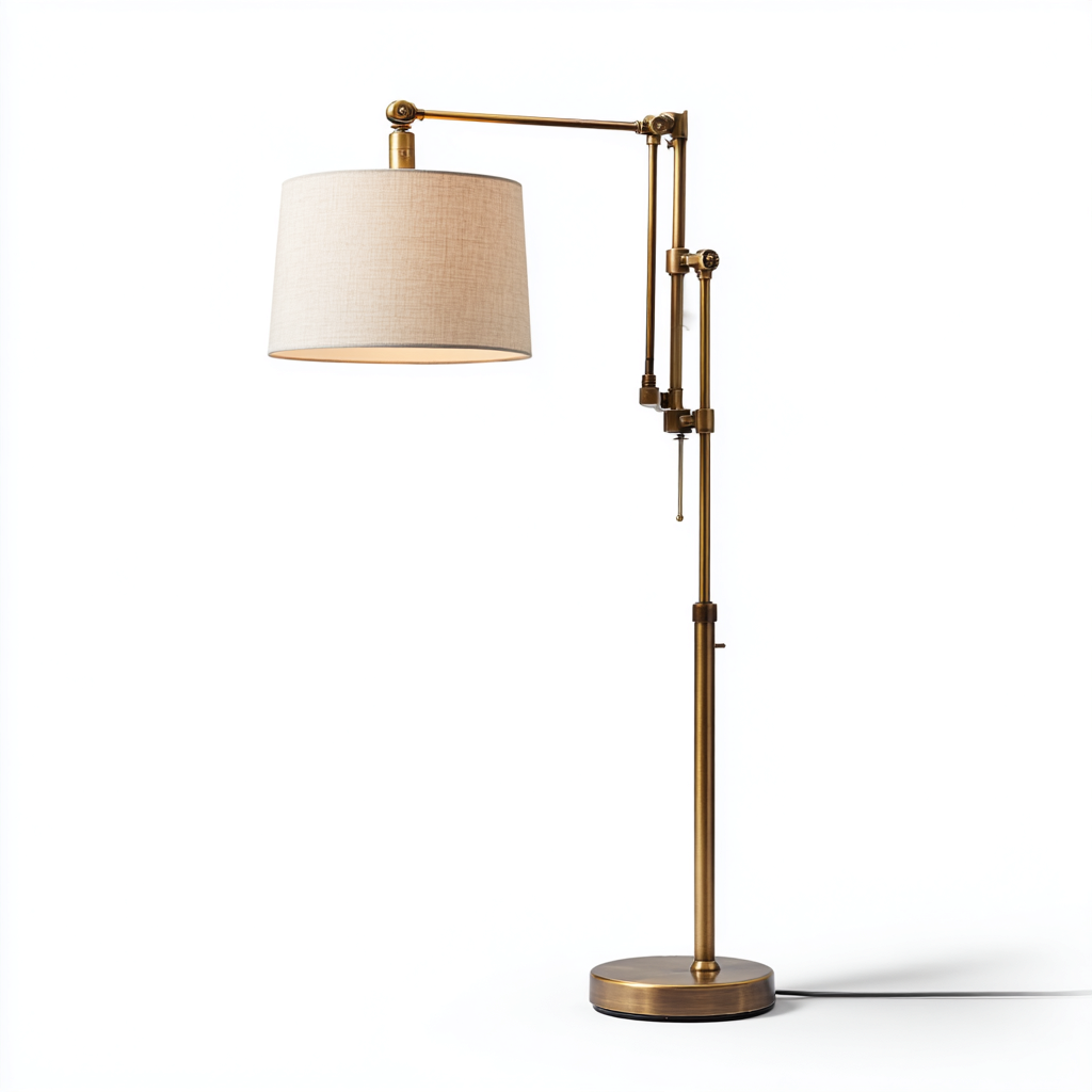 Lámpara de pie metal 150x32 cm - dorado - beige - para salón - dormitorio - diseño moderno-Zamiiacorner