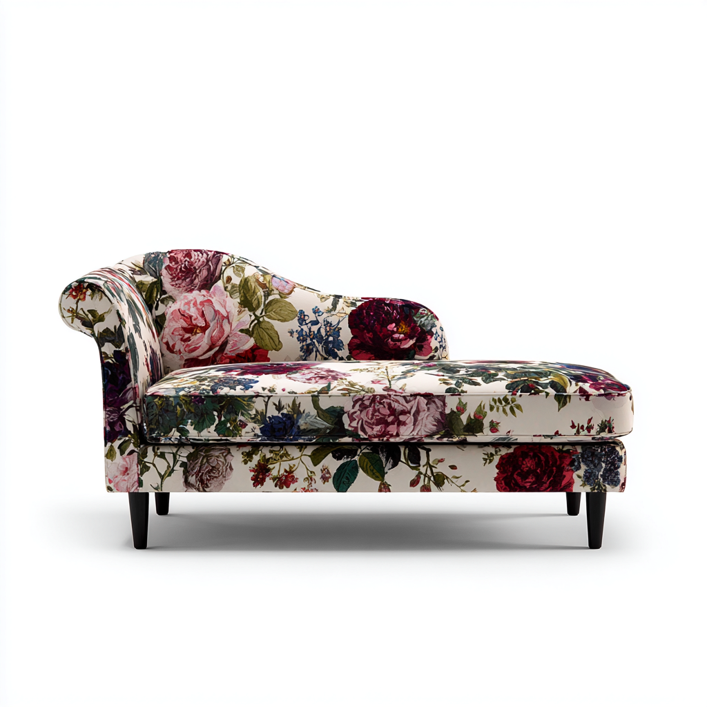 Chaise longue  Tela estampada 160x70x85 cm - floral - adecuada para salón - diseño clásico-Zamiiacorner