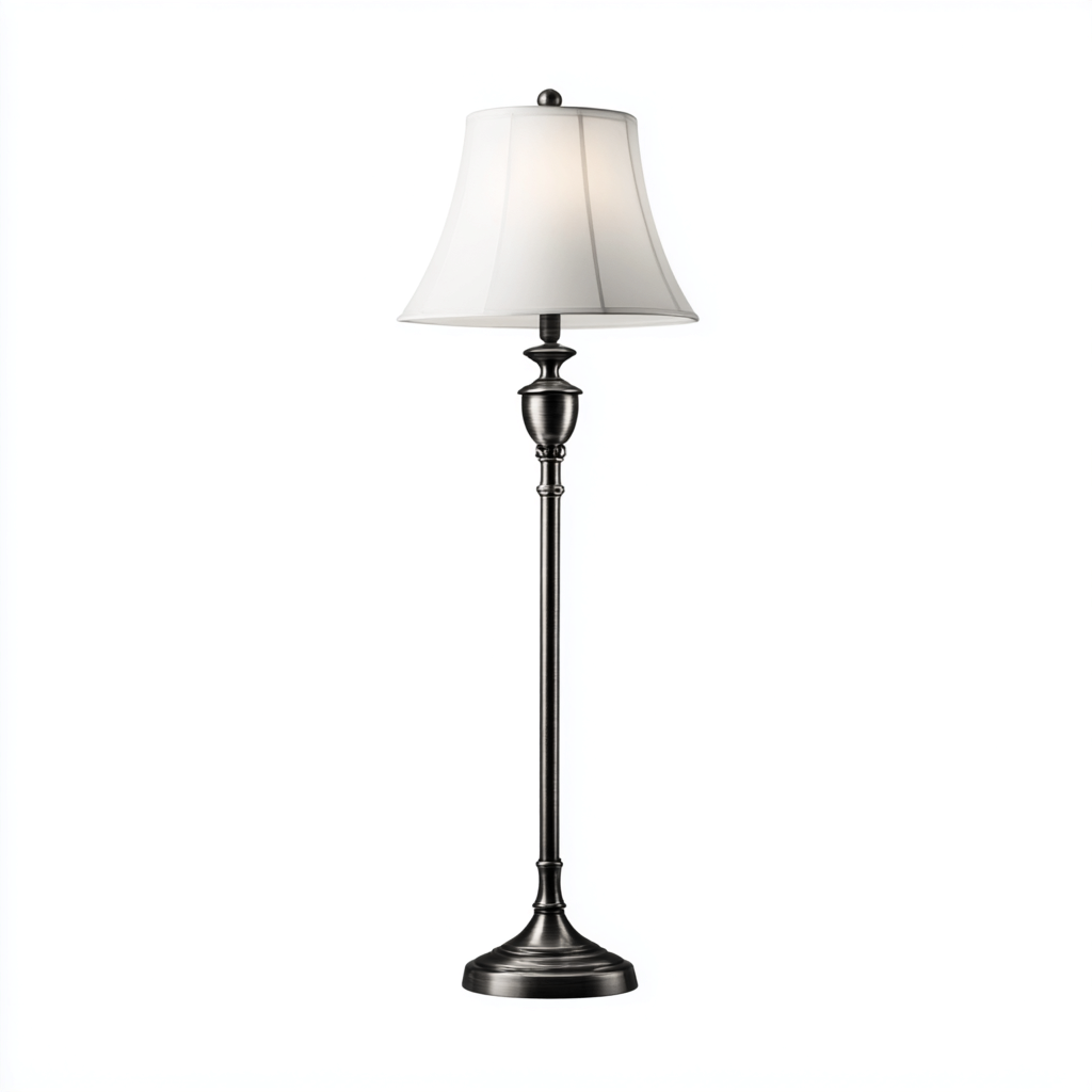 Lámpara de pie metal - tela 150x32 cm - negro - blanco - para salón - dormitorio - diseño clásico-Zamiiacorner