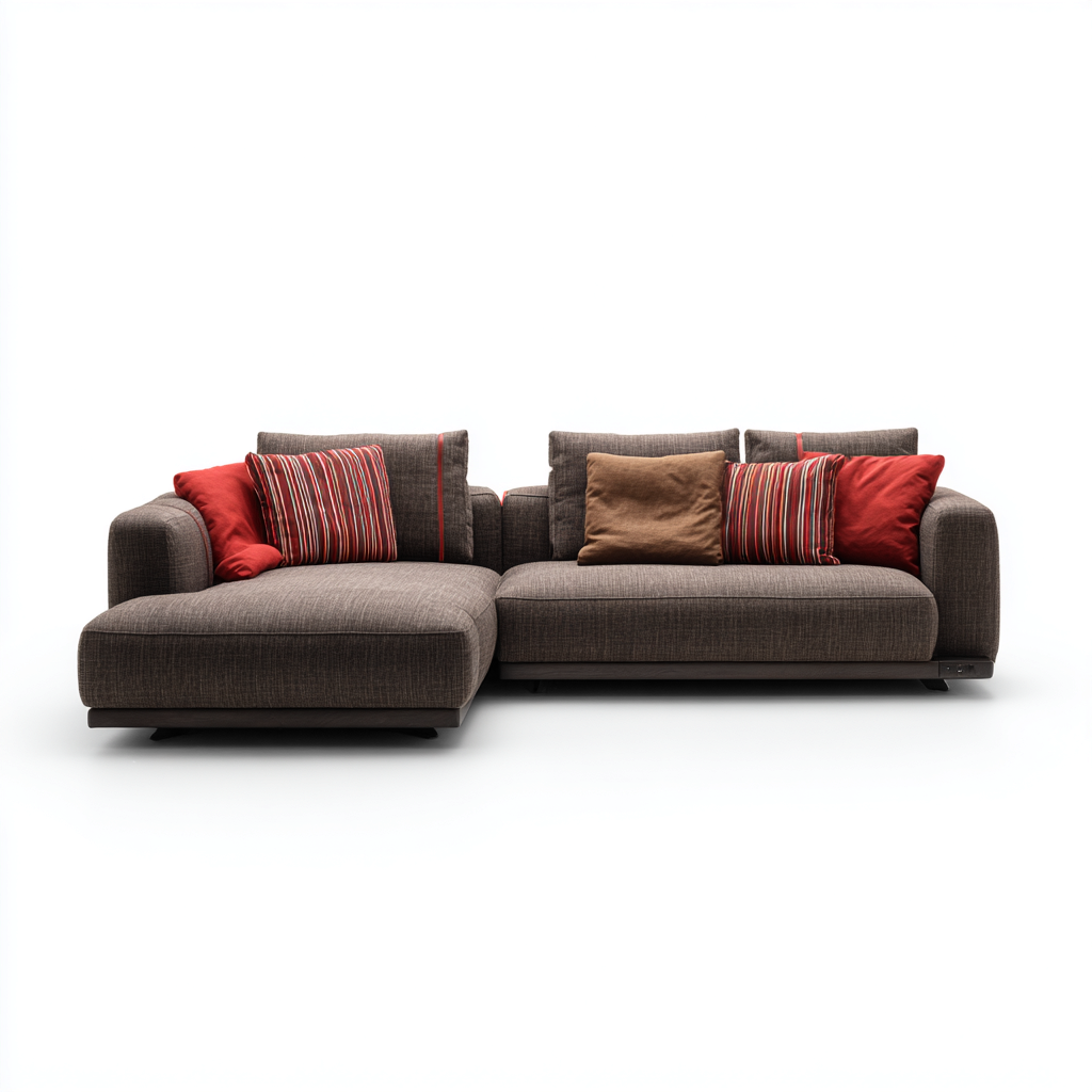 Sofá rinconero tela 275x165x85 cm marrón para salón diseño moderno-Zamiiacorner