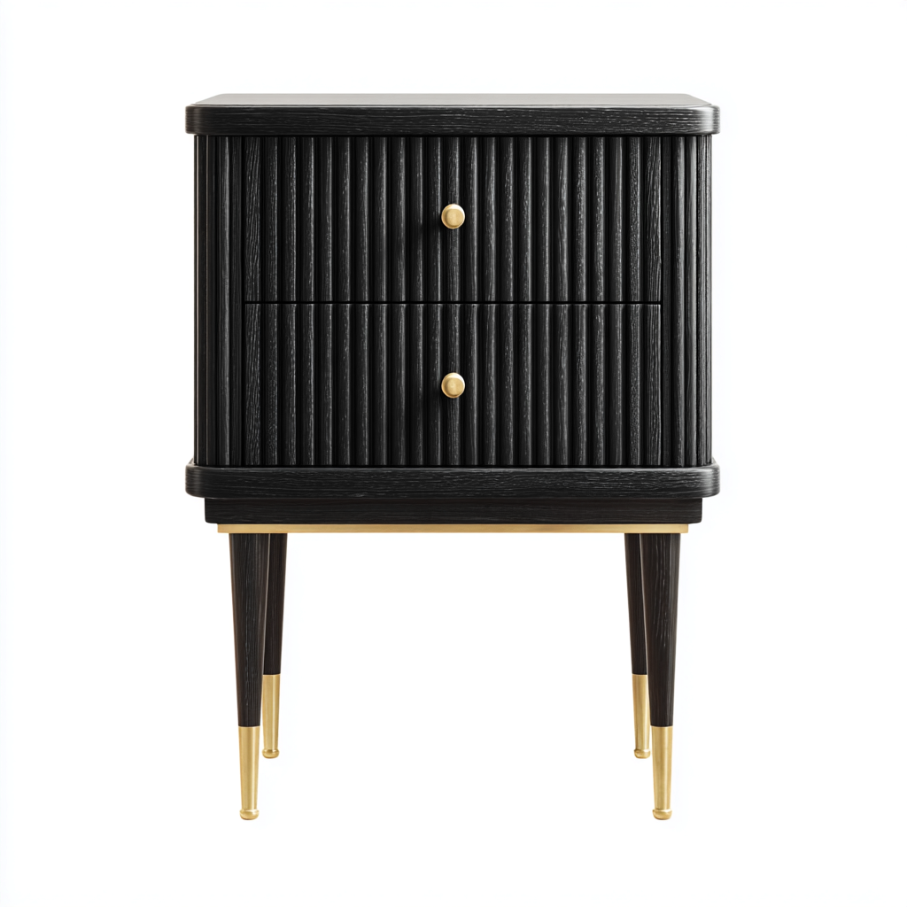 Mesita de noche de madera 47x40x59 cm - negro - apta para dormitorio - diseño moderno-Zamiiacorner