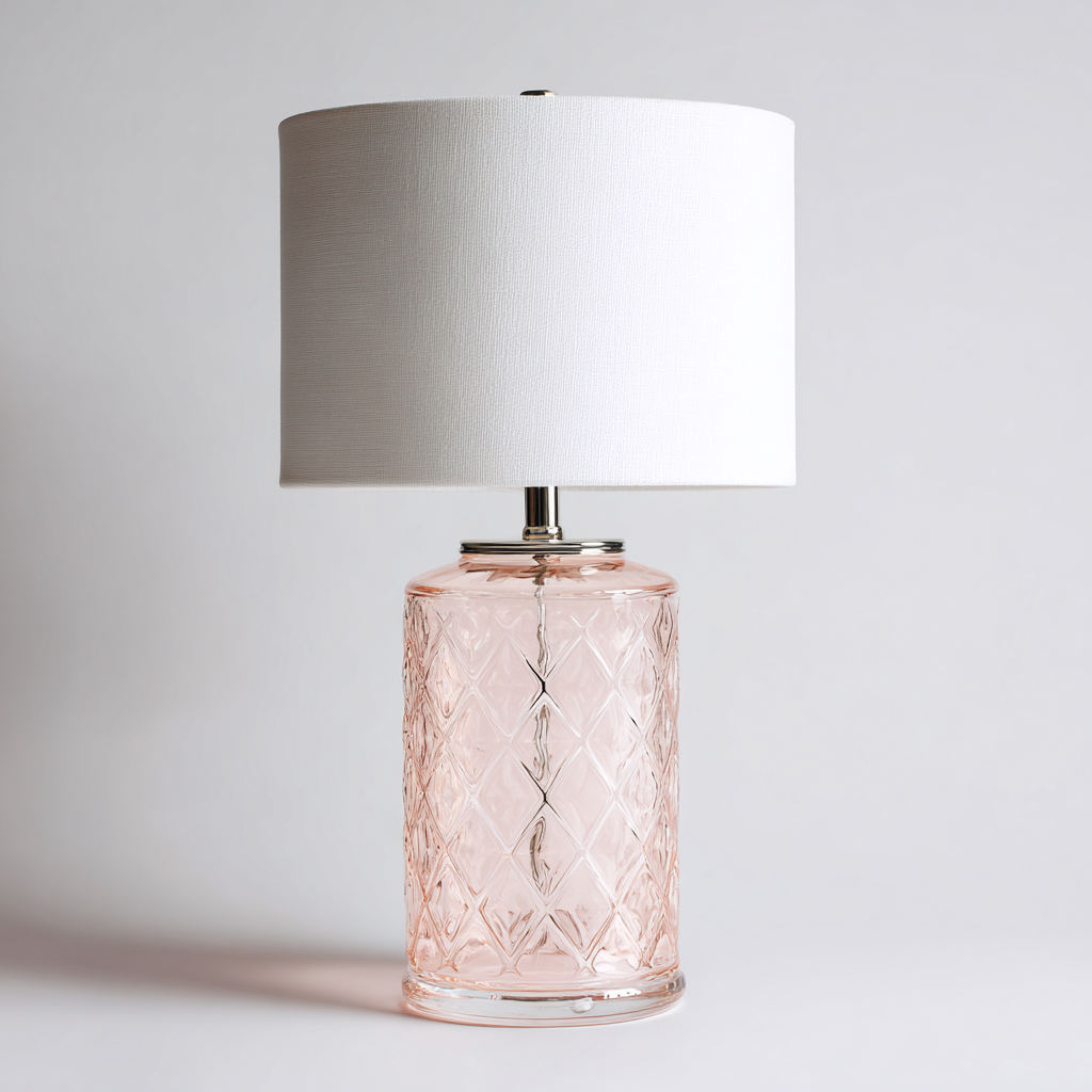 Lámpara de mesa vidrio 56x30 cm rosa apta para salón estilo moderno-Zamiiacorner