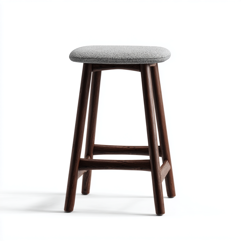 Taburete de bar madera y tela 42x42x75 cm gris para comedor diseño moderno-Zamiiacorner