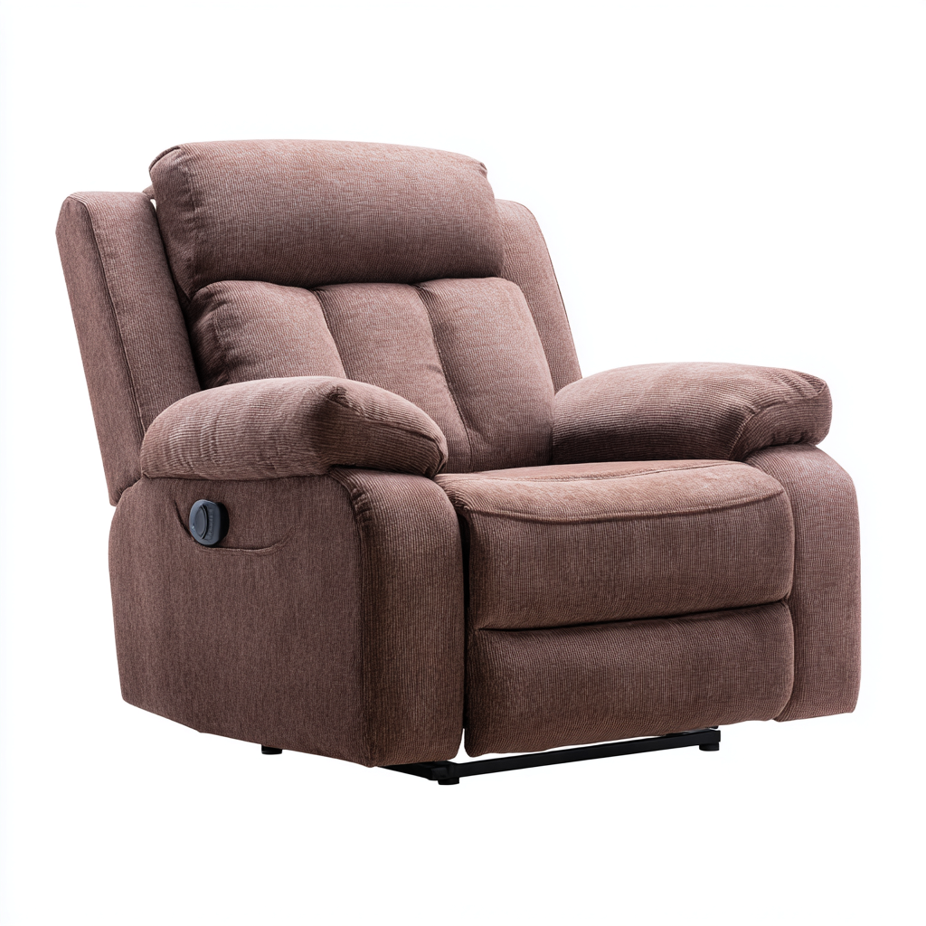 Sillón reclinable de tela 104x95x105 cm - marrón - diseño ergonómico apto para salón-Zamiiacorner