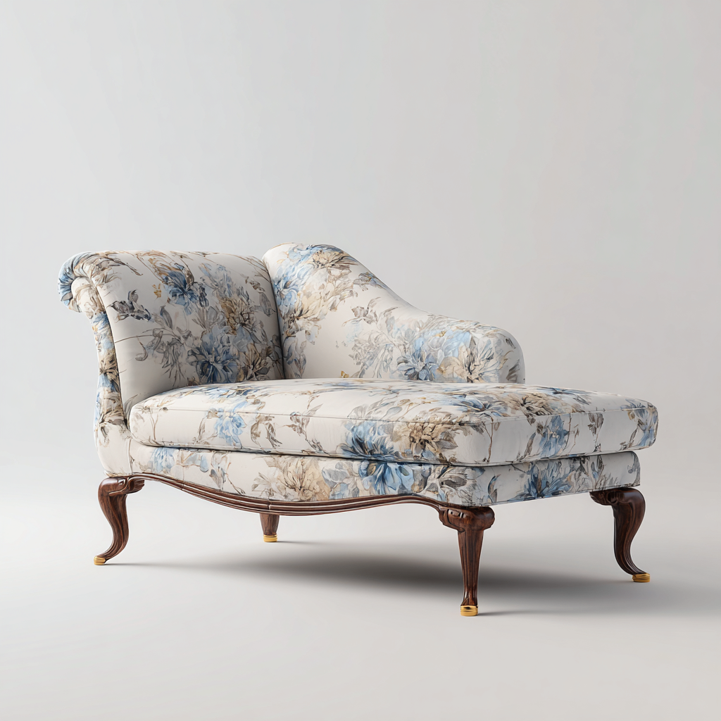 Chaise longue  Tela estampada 160x70x85 cm - floral - adecuada para salón - diseño clásico-Zamiiacorner