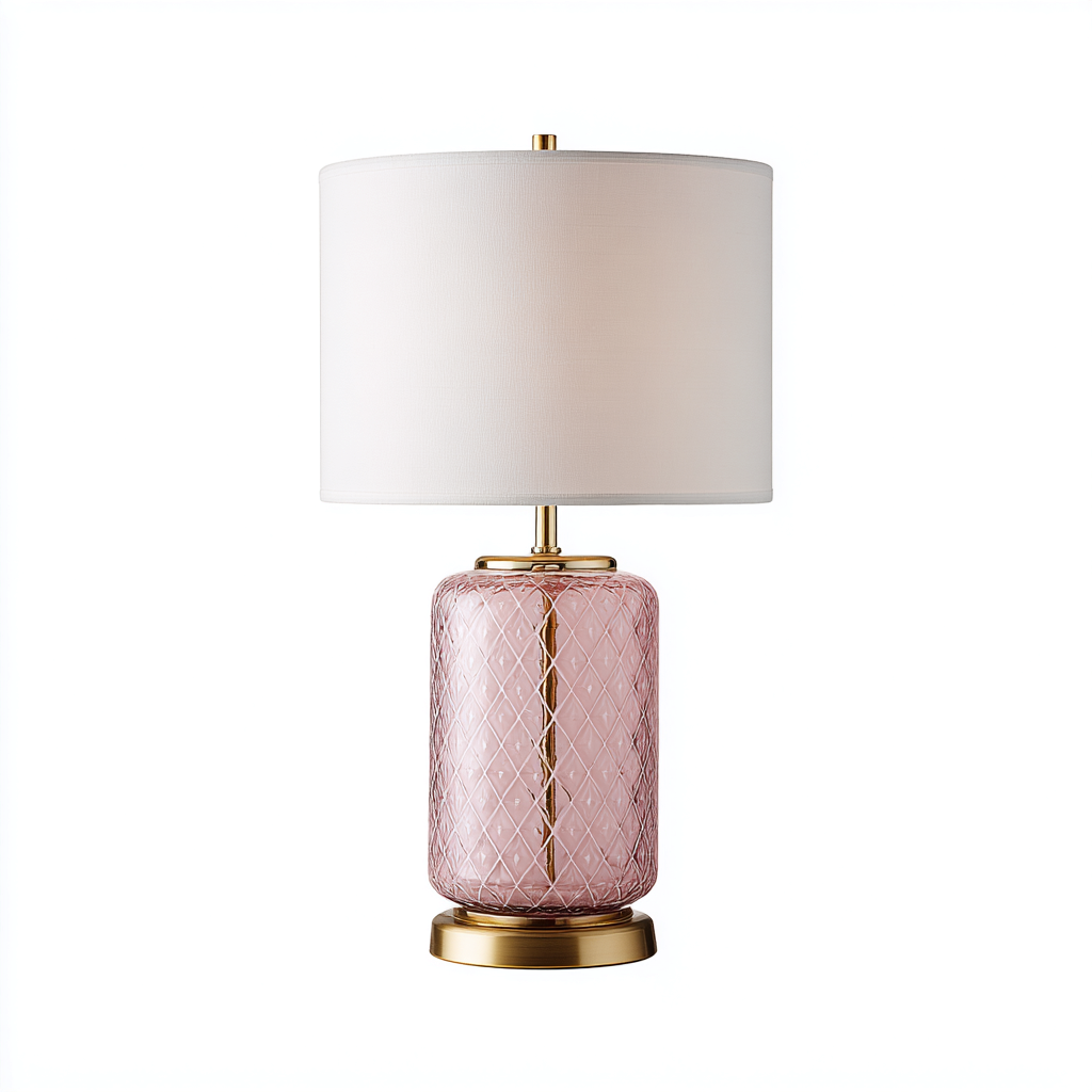 Lámpara de mesa vidrio 58x30 cm rosa apta para salón estilo moderno-Zamiiacorner