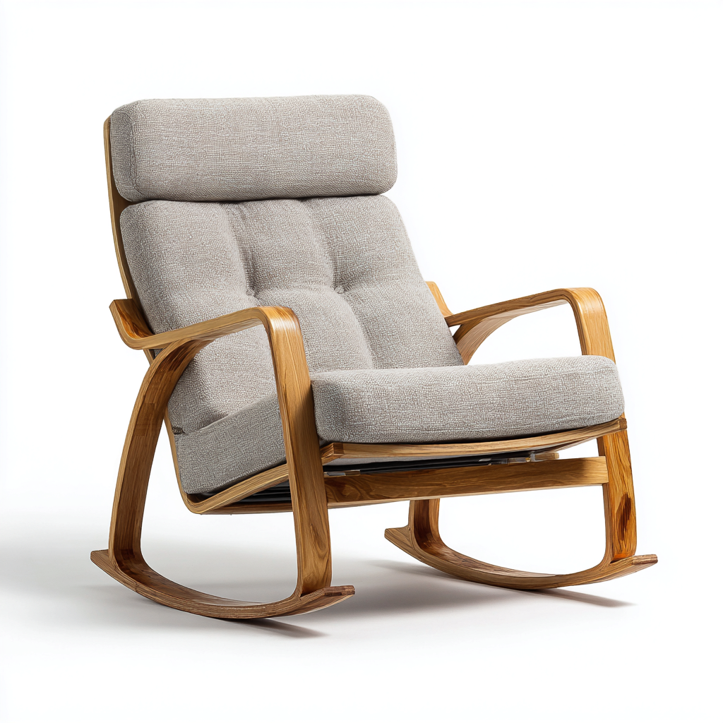 Mecedora madera tapizada 101x73x103 cm - beige - madera - diseño ergonómico para salón-Zamiiacorner