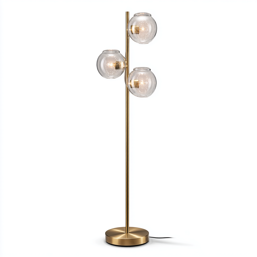 Lámpara de pie metal - vidrio 150x30 cm - dorado - transparente - para salón - dormitorio - diseño moderno-Zamiiacorner