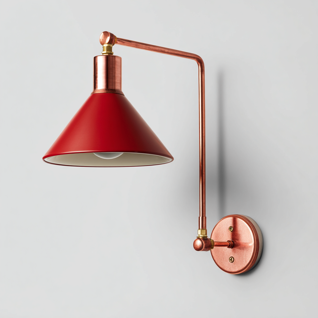 Aplique de pared metal 24x18x32 cm - cobre - rojo - para interior - estilo industrial-Zamiiacorner