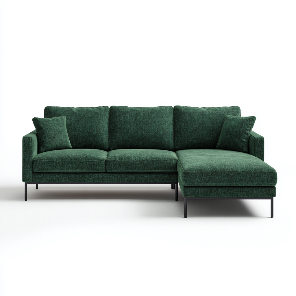 Sofá rinconero tela 258x160x85 cm verde oscuro para salón diseño moderno-Zamiiacorner
