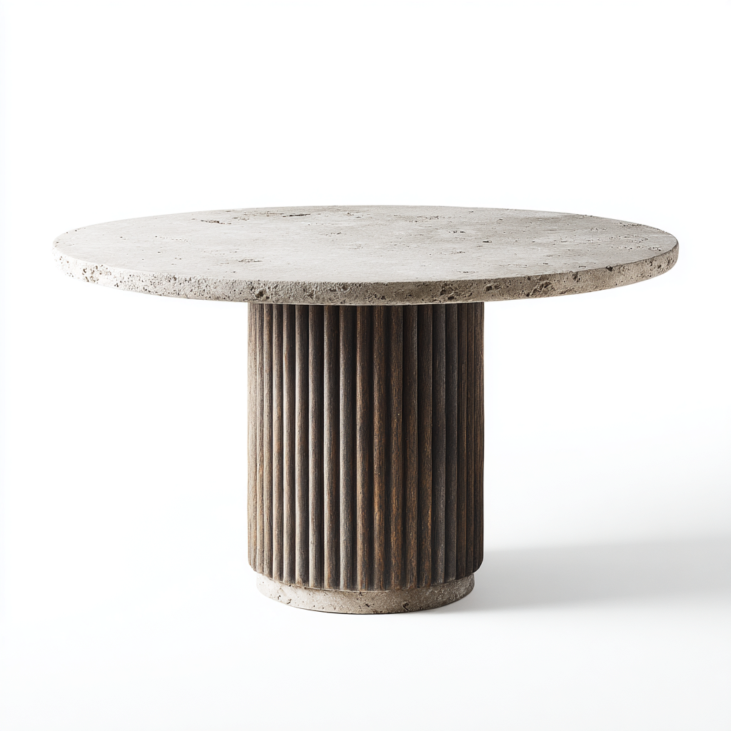 Mesa de comedor de piedra 120x120x75 cm beige diseño moderno apta para comedor-Zamiiacorner