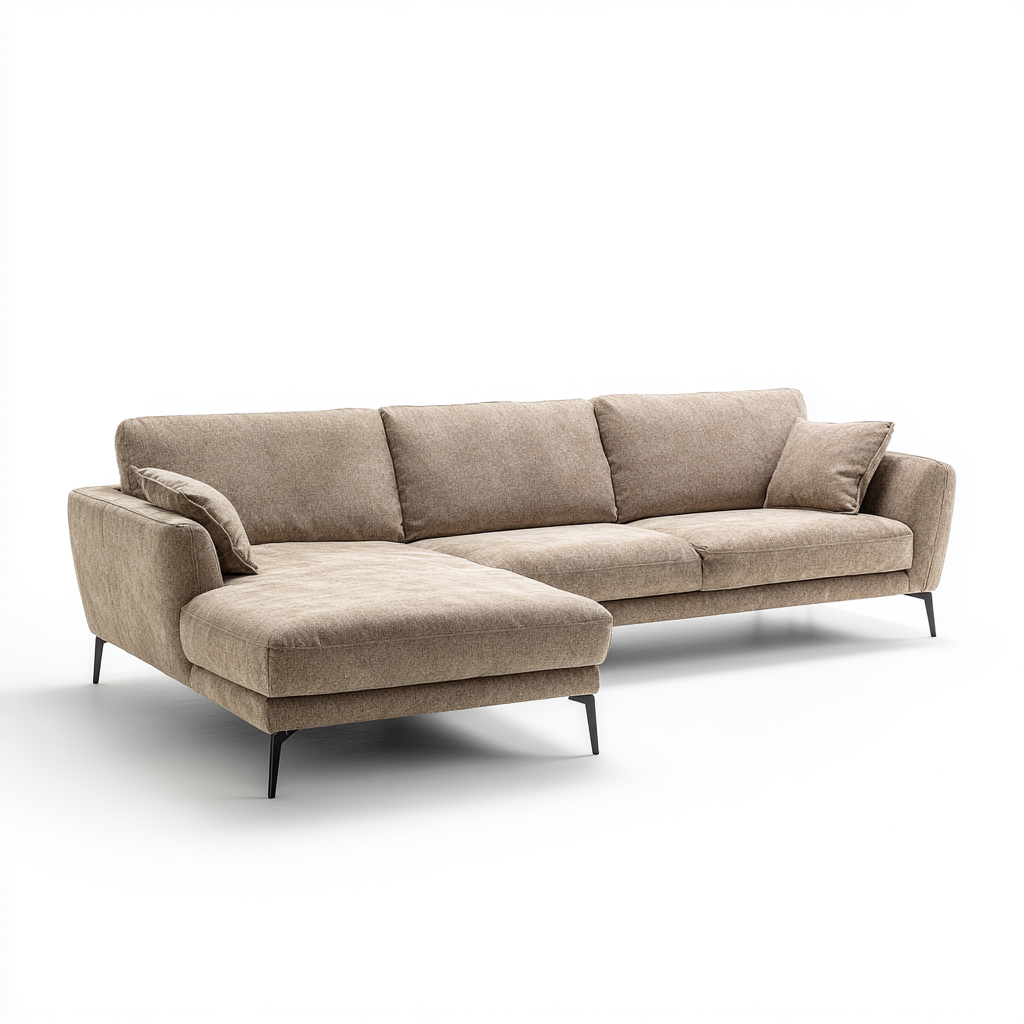 Sofá rinconero tela 275x165x85 cm color café claro para salón diseño moderno-Zamiiacorner