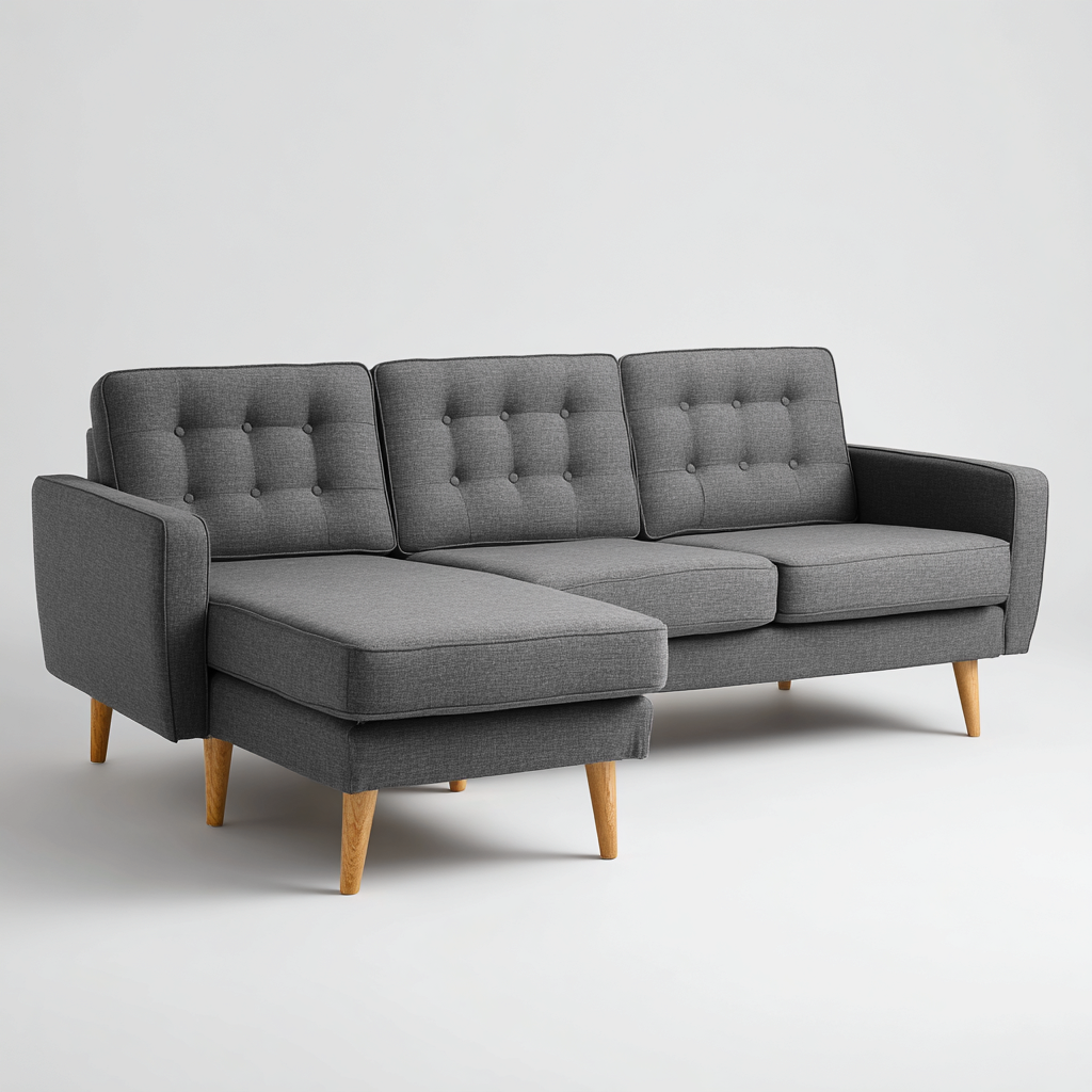 Sofá rinconero tela 250x155x86 cm gris para salón diseño moderno-Zamiiacorner