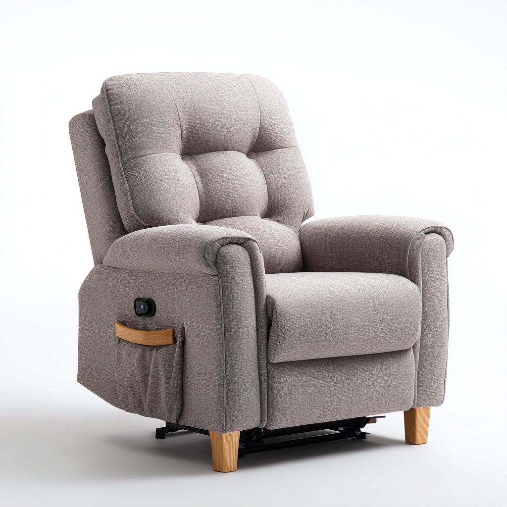 Sillón reclinable tela 94x90x104 cm - beige claro - diseño moderno apto para salón-Zamiiacorner