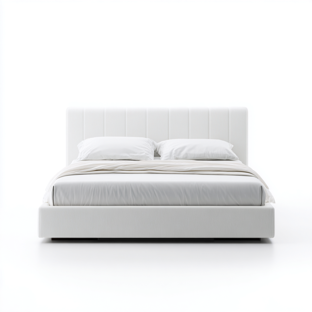 Cama matrimonial tapizada en piel auténtica 200x180x105 cm - blanco - diseño moderno - apta para dormitorio-Zamiiacorner