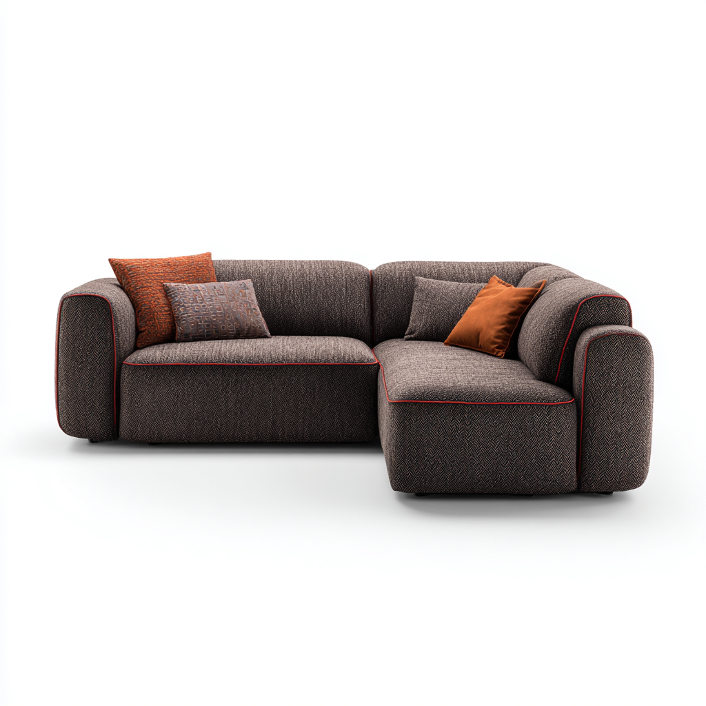 Sofá rinconero tela 270x165x85 cm marrón oscuro para salón diseño moderno-Zamiiacorner