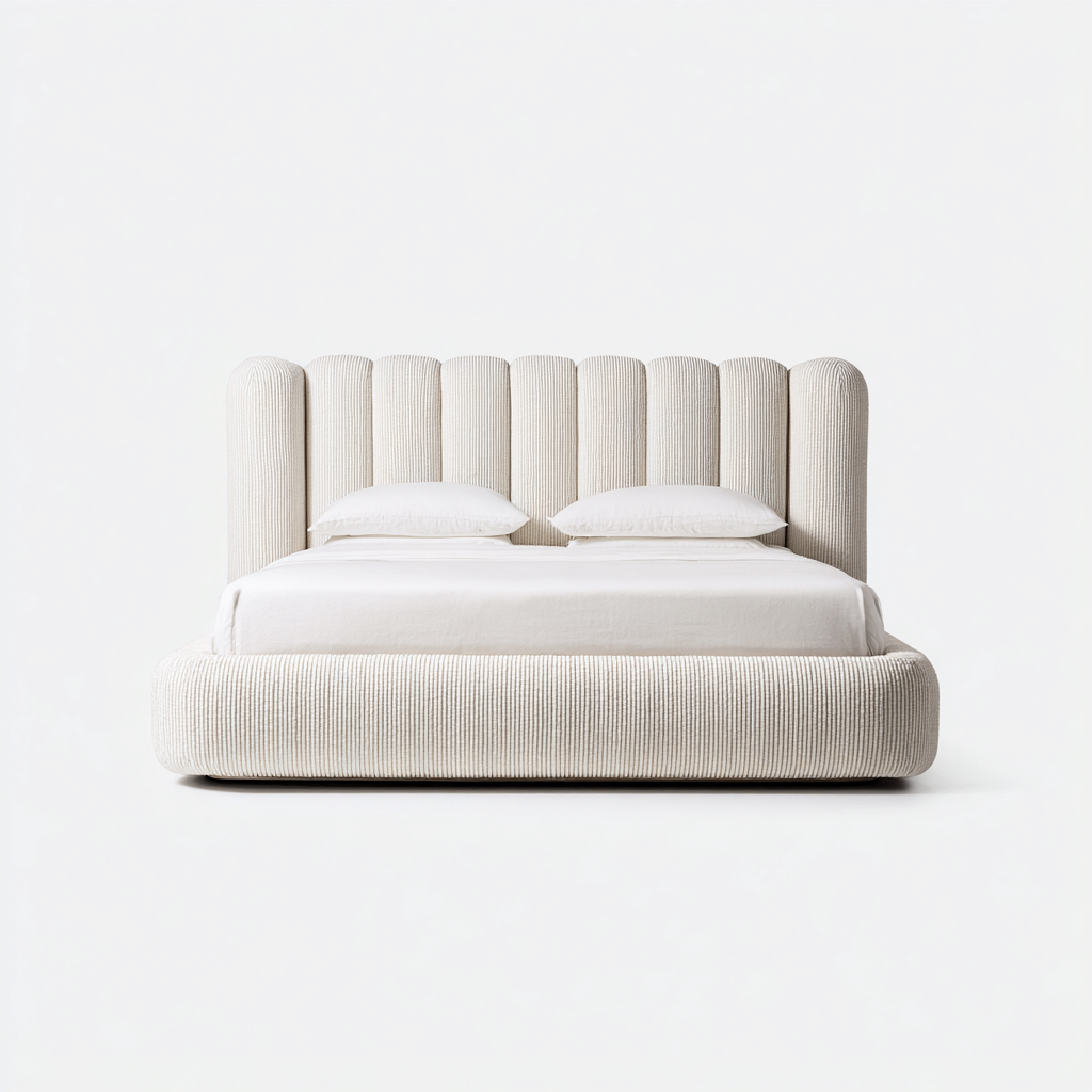 Cama matrimonial tapizada 200x180x120 cm - beige - estilo moderno para dormitorio-Zamiiacorner