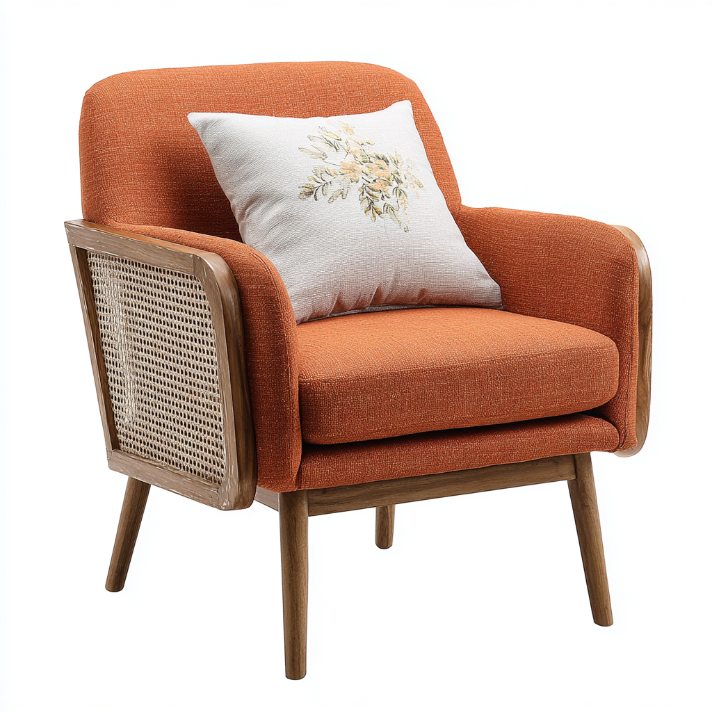 Sillón individual tapizado 75x70x85 cm - naranja - diseño moderno para salon-Zamiiacorner