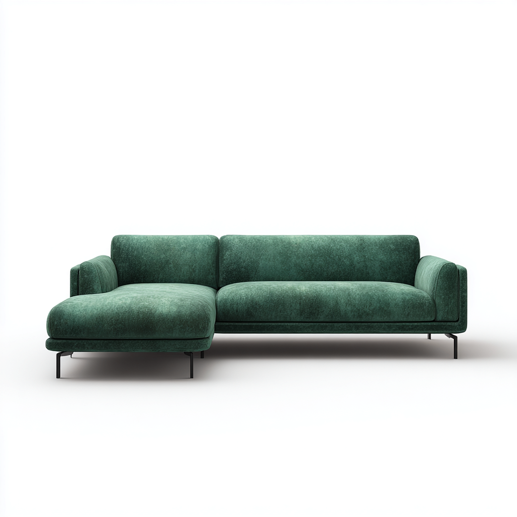 Sofá rinconero tela 258x160x82 cm verde oscuro para salón diseño moderno-Zamiiacorner