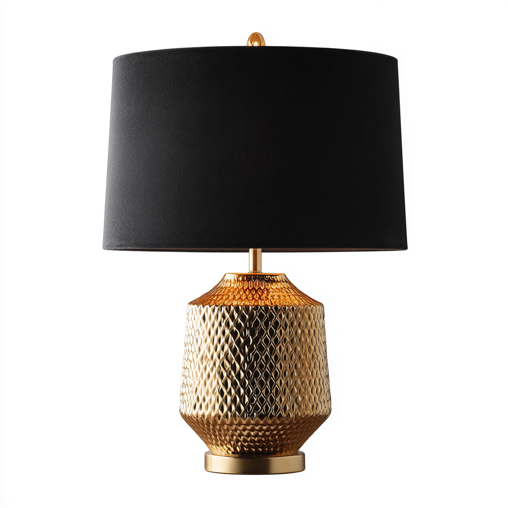 Lámpara de mesa metal 52x30 cm negro - dorado apta para salón estilo moderno-Zamiiacorner