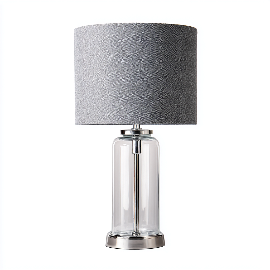 Lámpara de mesa vidrio 55x28 cm gris apta para salón estilo moderno-Zamiiacorner