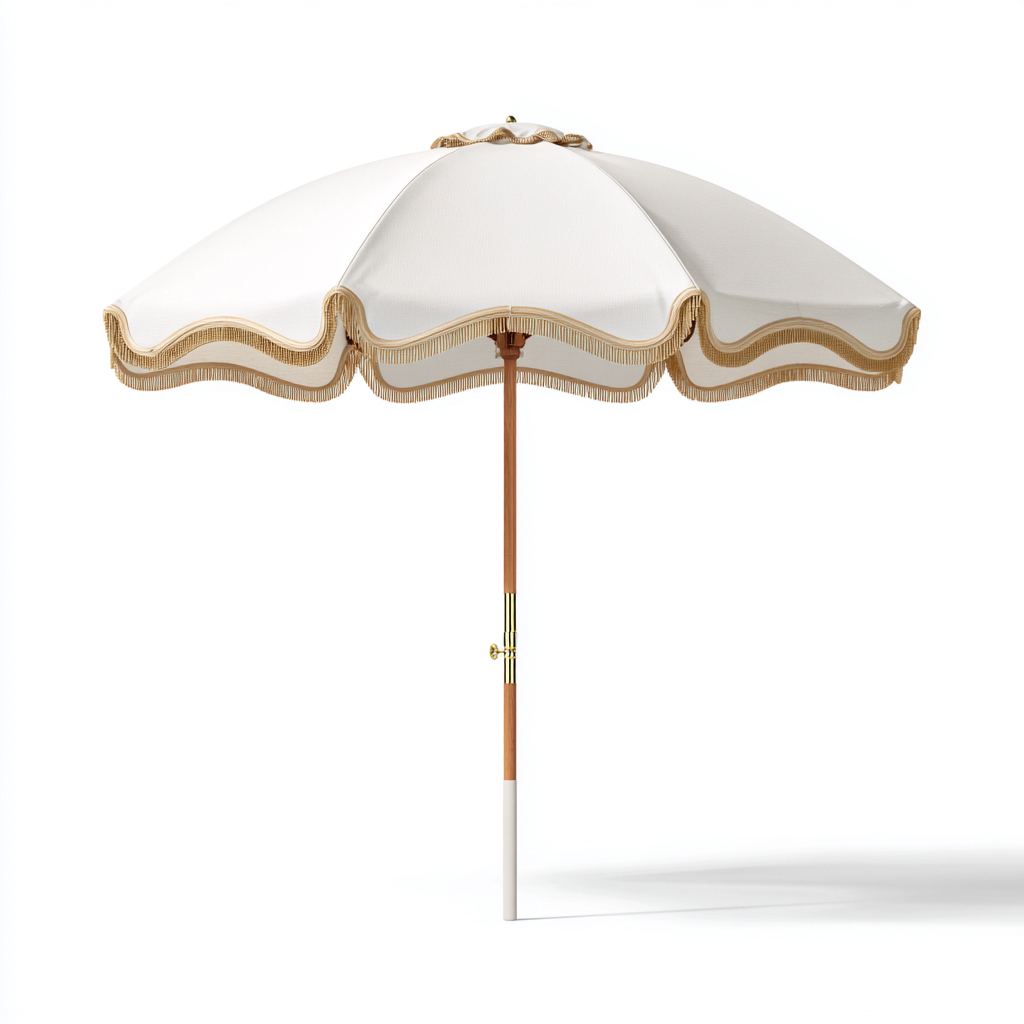 Sombrilla de jardín tejido 185x185x225 cm blanco con borde ondulado apto para exterior diseño moderno-Zamiiacorner