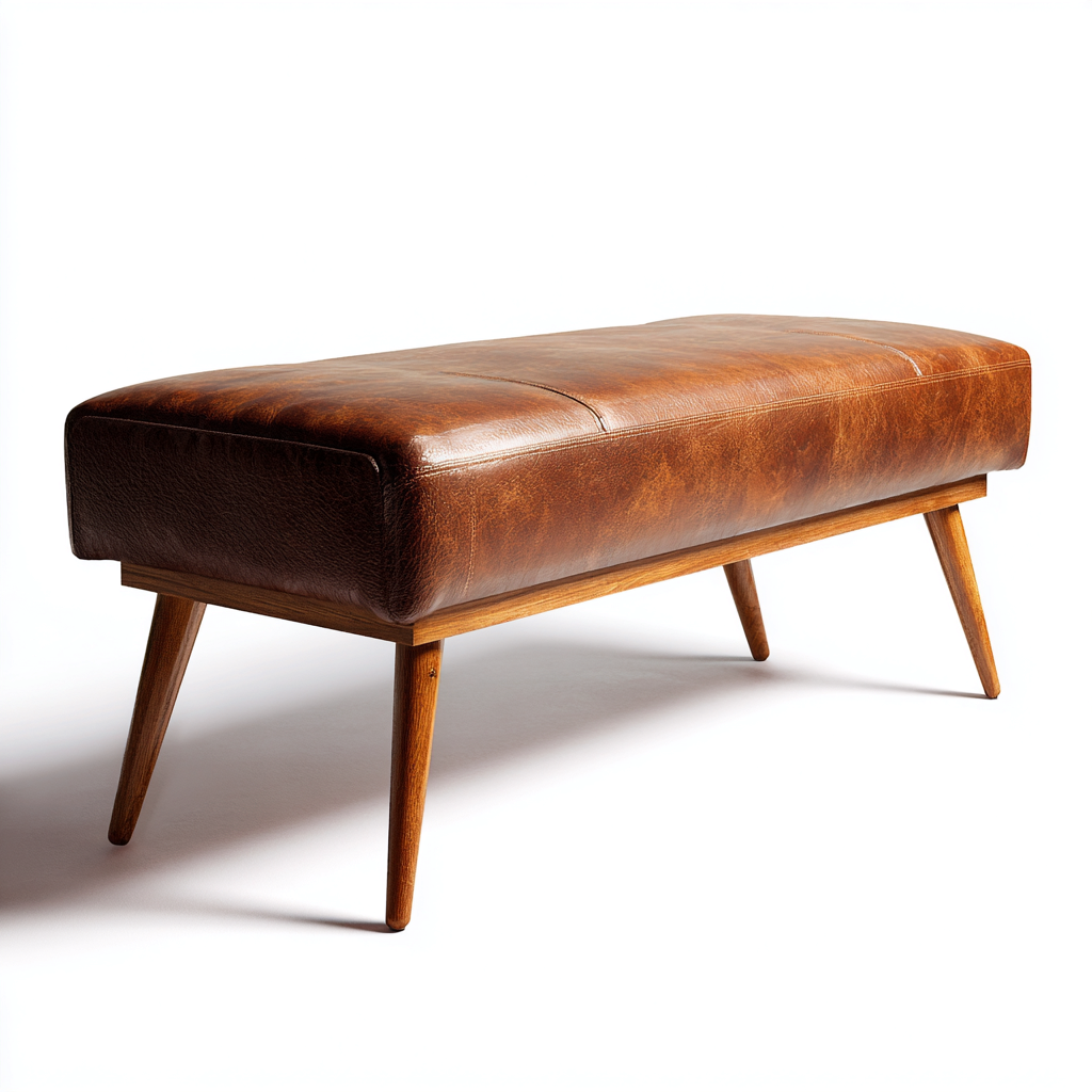 Banco de dormitorio de piel auténtica 118x36x46 cm - marrón - diseño vintage - apta para dormitorio-Zamiiacorner