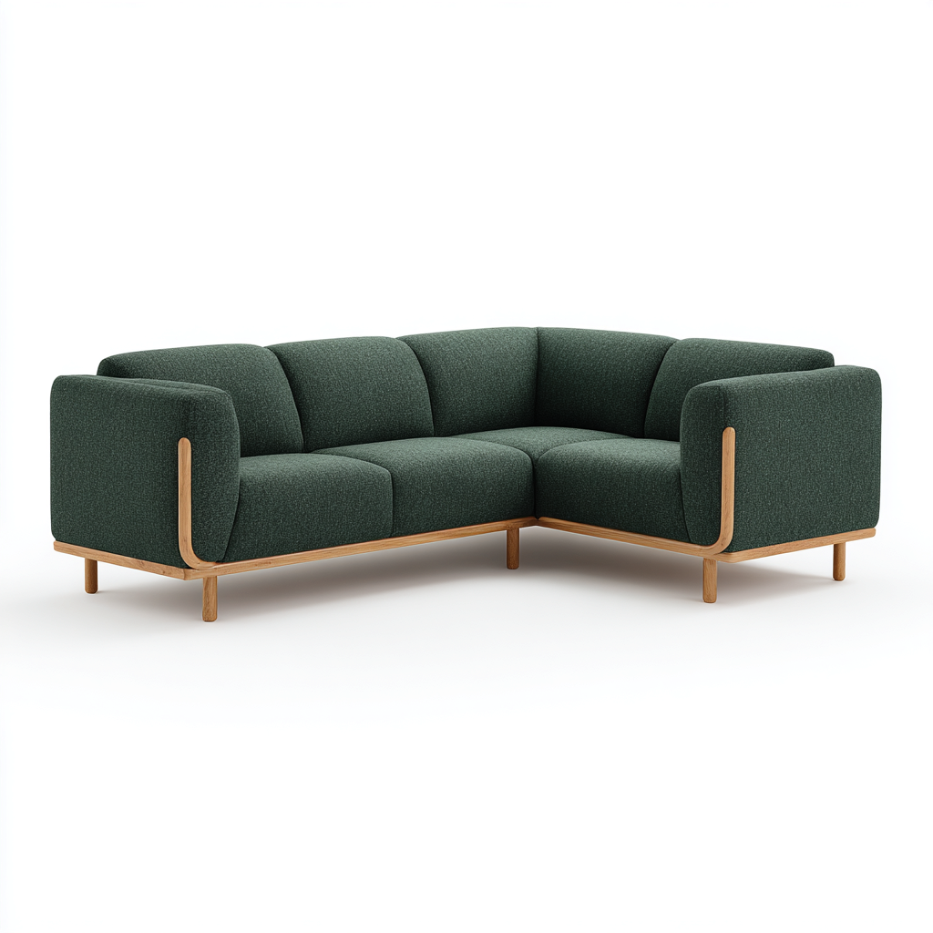 Sofá rinconero tela 245x155x82 cm verde oscuro para salón diseño moderno-Zamiiacorner