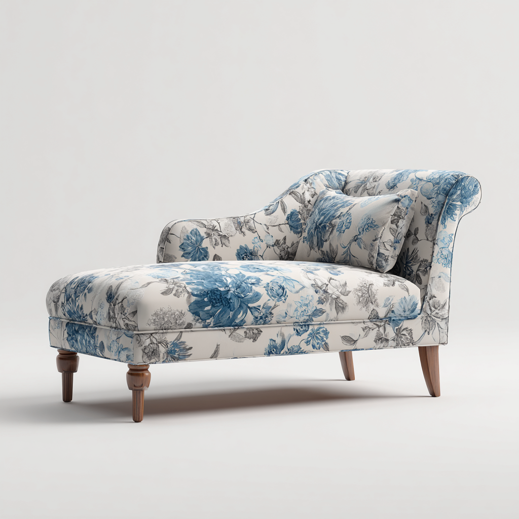 Chaise longue  Tela estampada 160x70x85 cm - floral - adecuada para salón - diseño clásico-Zamiiacorner