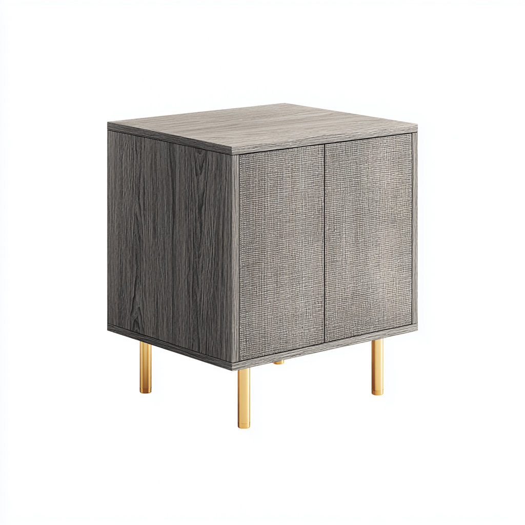 Mesita de noche de madera 48x38x60 cm - gris - apta para dormitorio - diseño moderno-Zamiiacorner