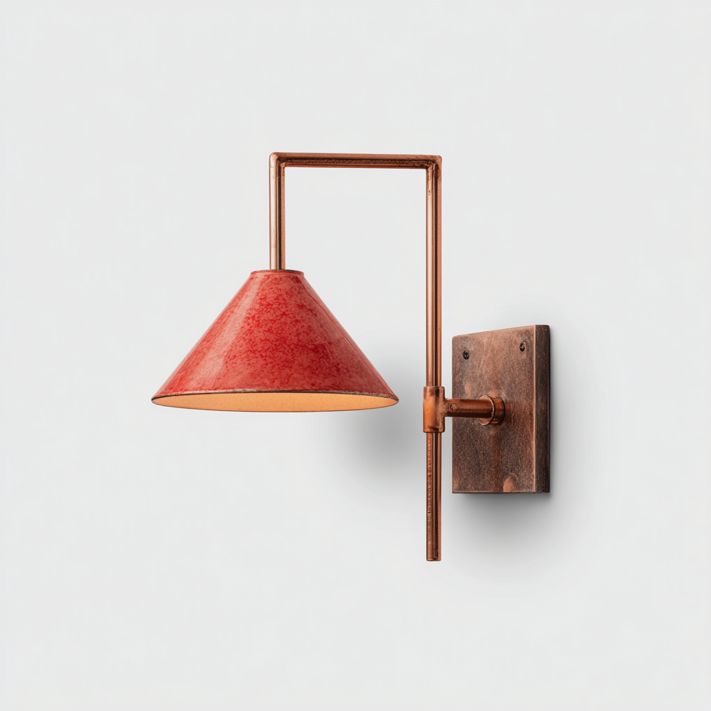 Aplique de pared metal 23x17x31 cm - cobre - rojo - para interior - estilo industrial-Zamiiacorner