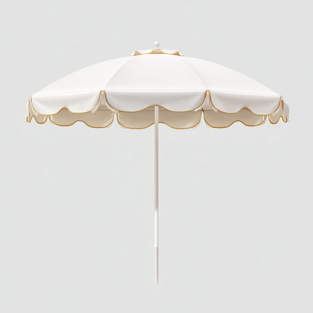 Sombrilla de jardín tejido 185x185x220 cm blanco con borde ondulado apto para exterior diseño moderno-Zamiiacorner