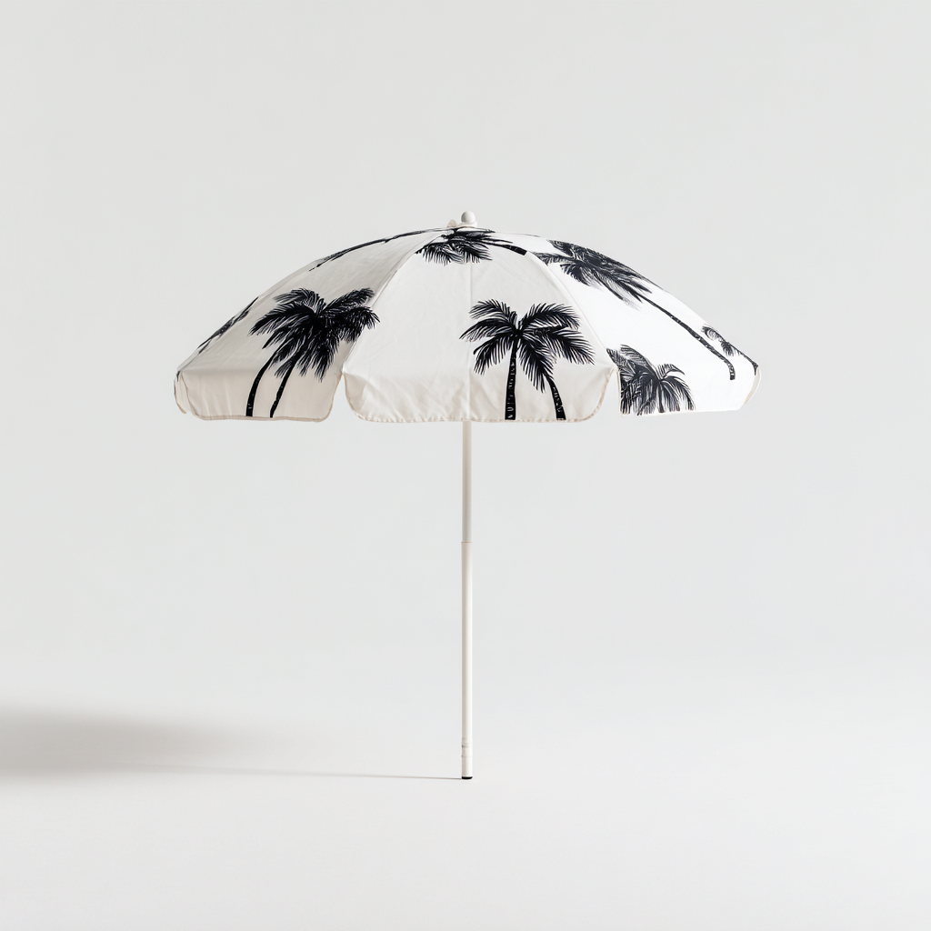 Sombrilla de jardín tejido 165x165x210 cm blanco estampado palmeras apto para exterior diseño moderno-Zamiiacorner