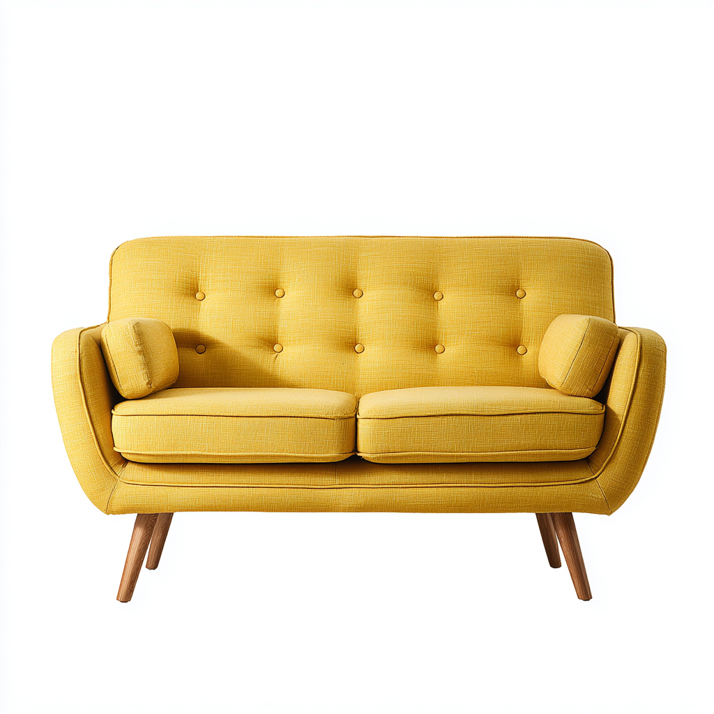 Sofá lineal Tela 150x75x85 cm - amarillo - adecuado para salón - diseño moderno-Zamiiacorner