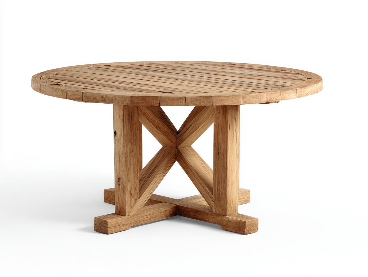 Gartentisch Holz rund 120x120x75 cm - Natur - Kreuzgestell für Garten-Zivoadwell