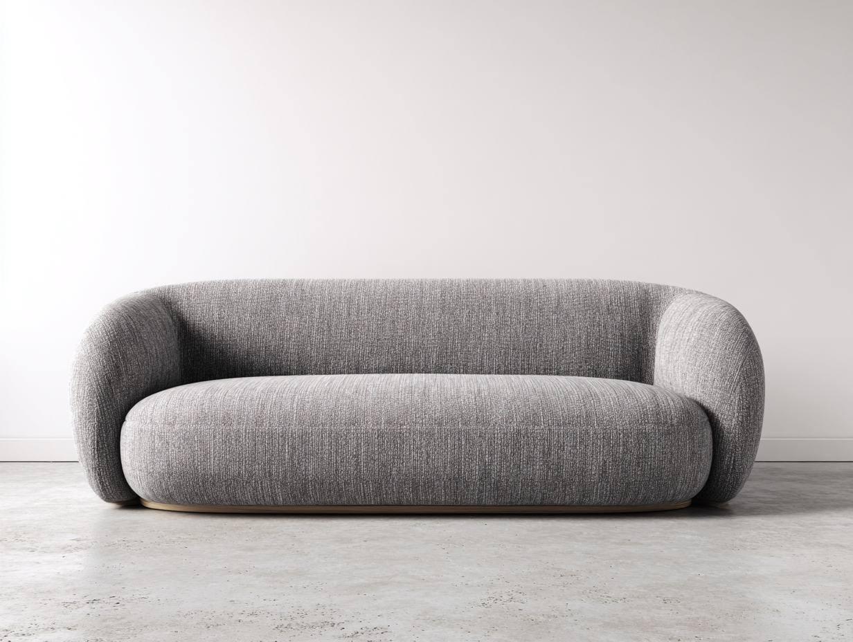 Zweisitzer Sofa Stoff 220x92x74 cm - Grau - abgerundetes Design für Wohnzimmer-Zivoadwell