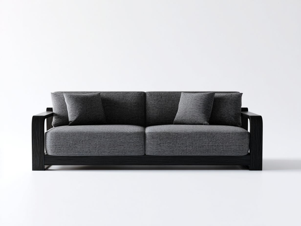 Zweisitzer Sofa aus Stoff und Holz 220x88x78 cm - dunkelgrau-schwarz - modernes Wohnraum-Design-Zivoadwell