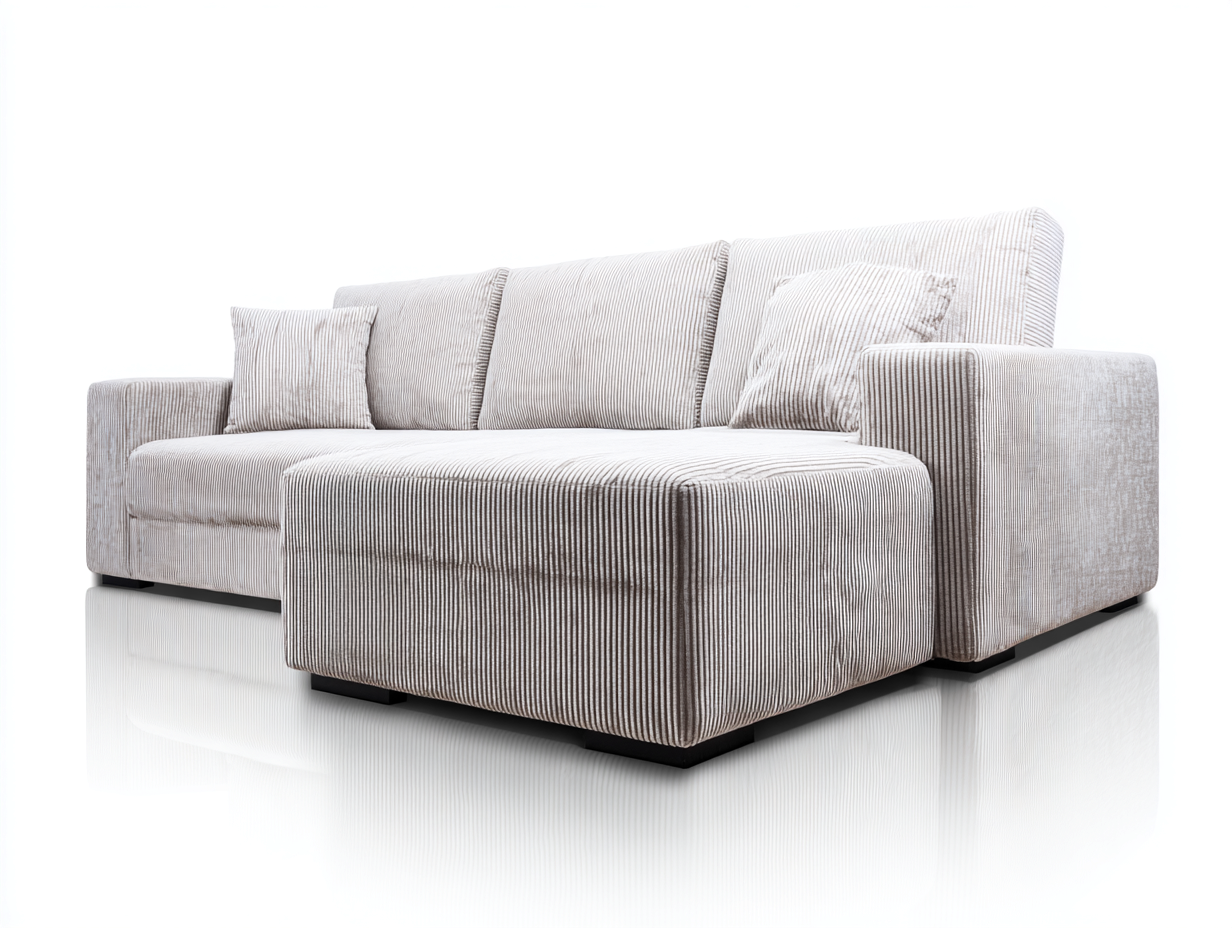 Ecksofa Cordstoff 260x165x78 cm beige - für Wohnzimmer im modernen Design-Zivoadwell