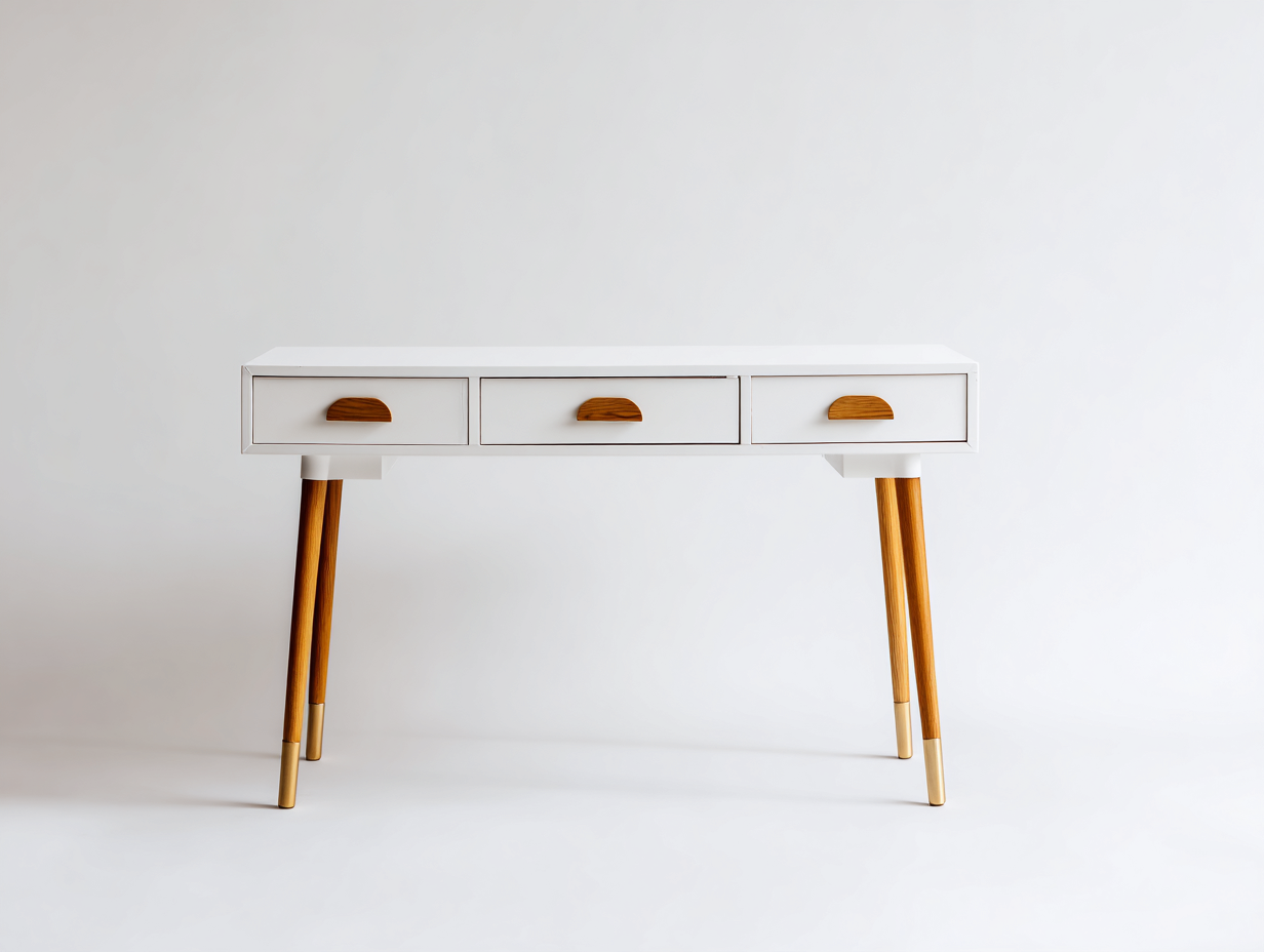 Schreibtisch aus Holz 120x45x76 cm - weiß-braun - skandinavisches Design mit 3 Schubladen-Zivoadwell