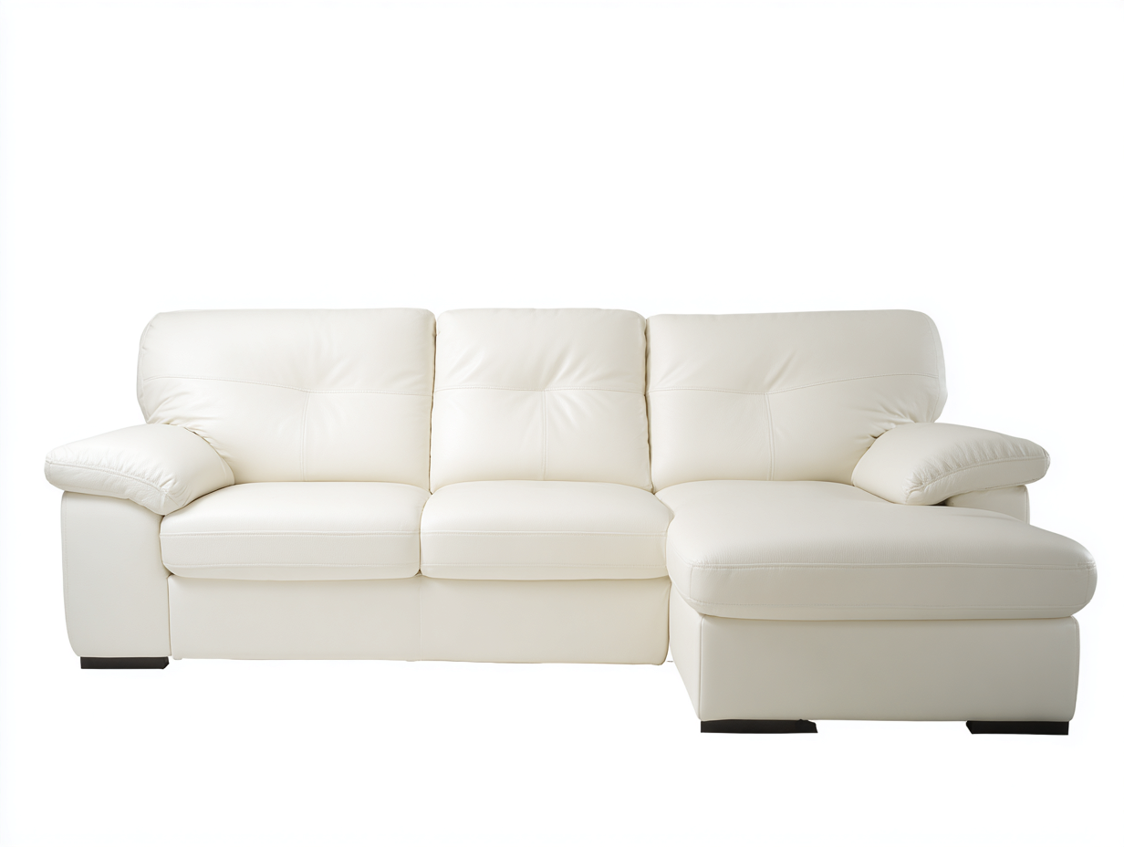 Ecksofa aus Kunstleder 260x165x88 cm - cremeweiß - modernes Design für Wohnzimmer-Zivoadwell