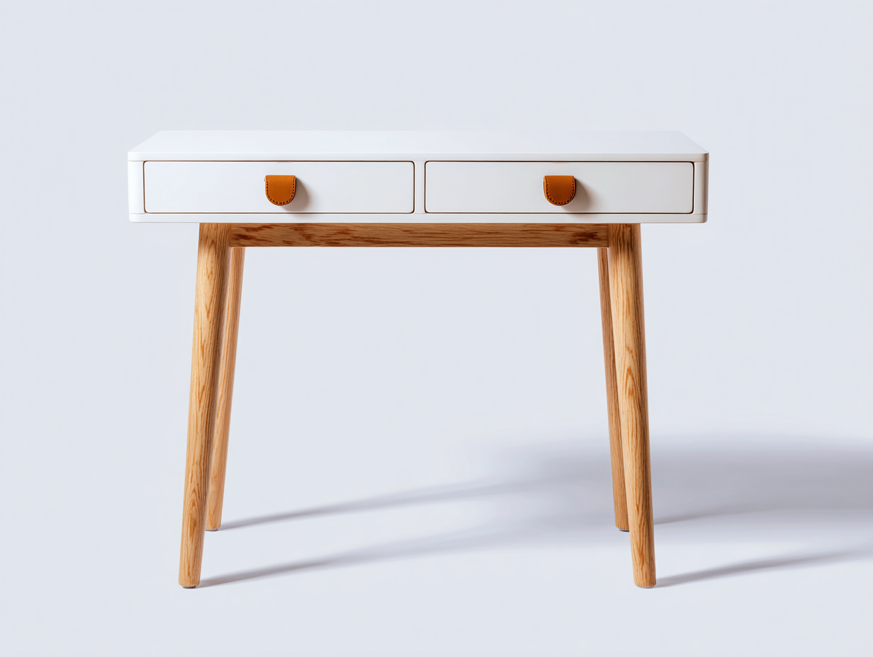 Schreibtisch mit 2 Schubladen 100x50x78 cm - weiß-braun - moderner Wohnraum-Stil-Zivoadwell