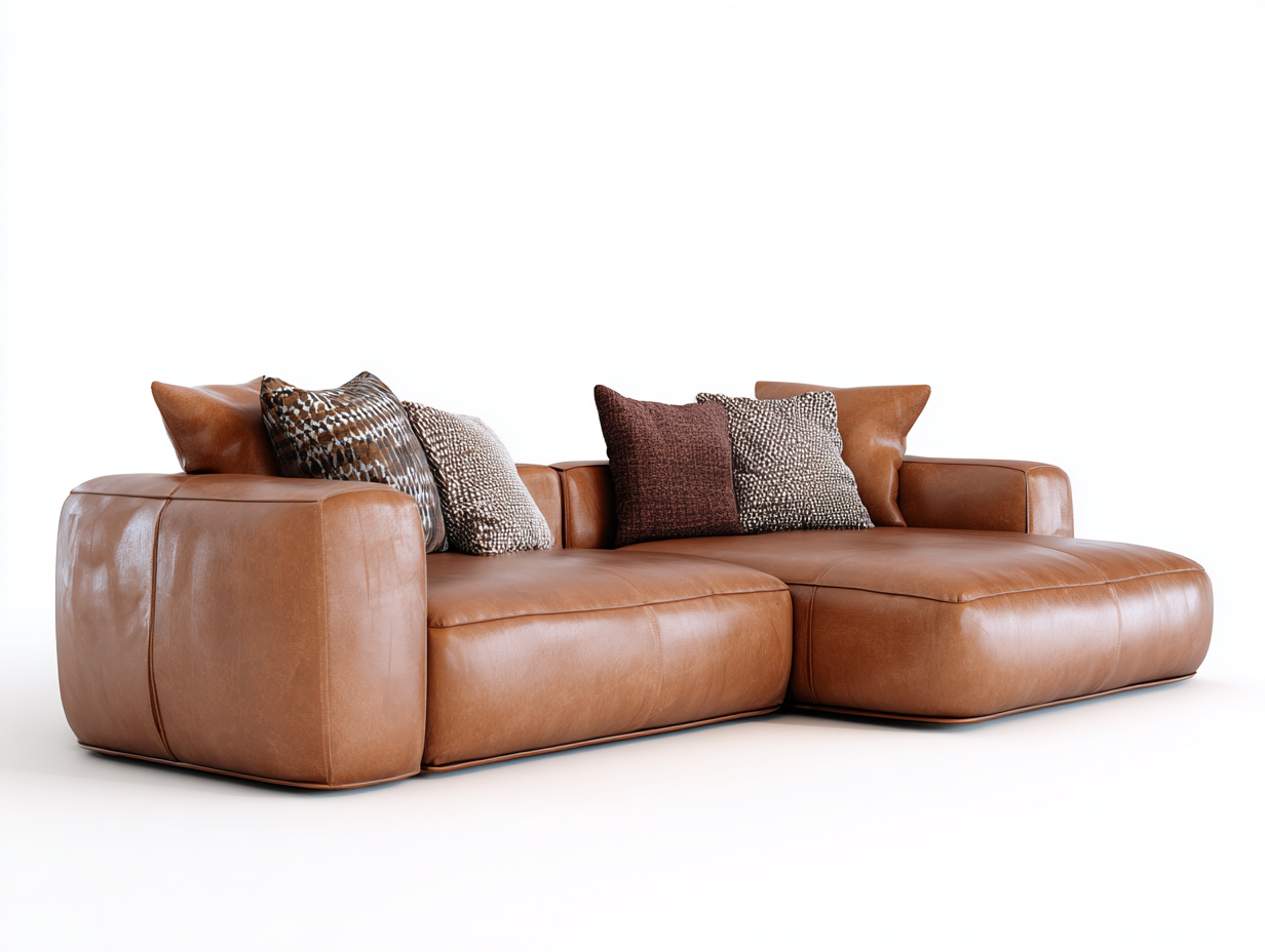 Ecksofa aus Kunstleder 285x170x72 cm - braun - modernes Lounge-Design-Zivoadwell