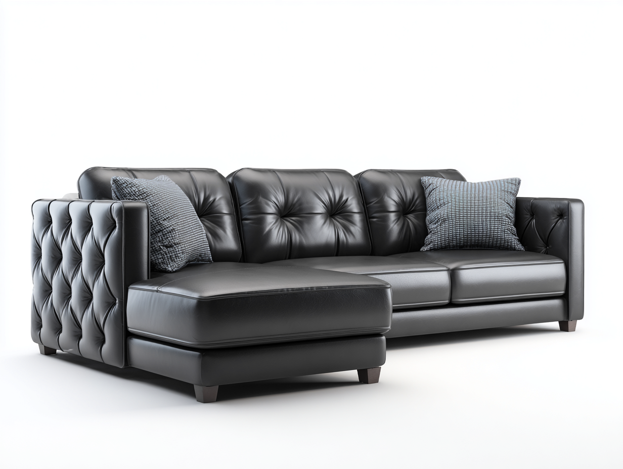 Ecksofa Kunstleder 260x160x82 cm Schwarz - Modernes Chesterfield Design-Zivoadwell