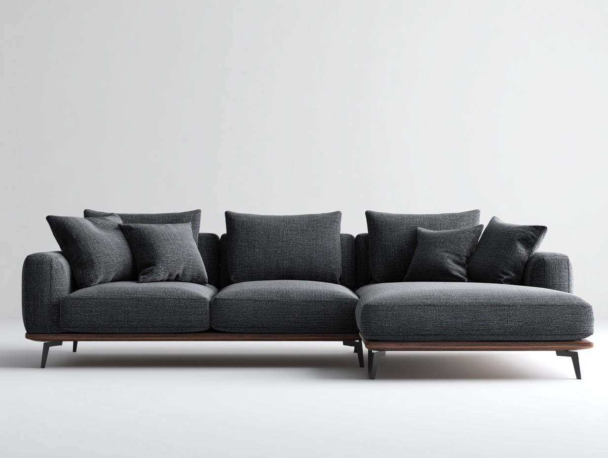 Ecksofa aus Stoff 300x165x78 cm - dunkelgrau - modernes Lounge-Design-Zivoadwell